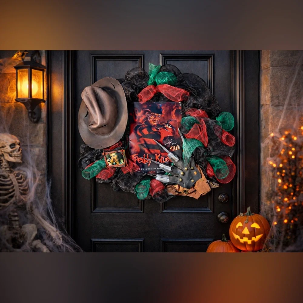 Halloween Horror Wreath Creepy Hand Mesh Front Door Decoration